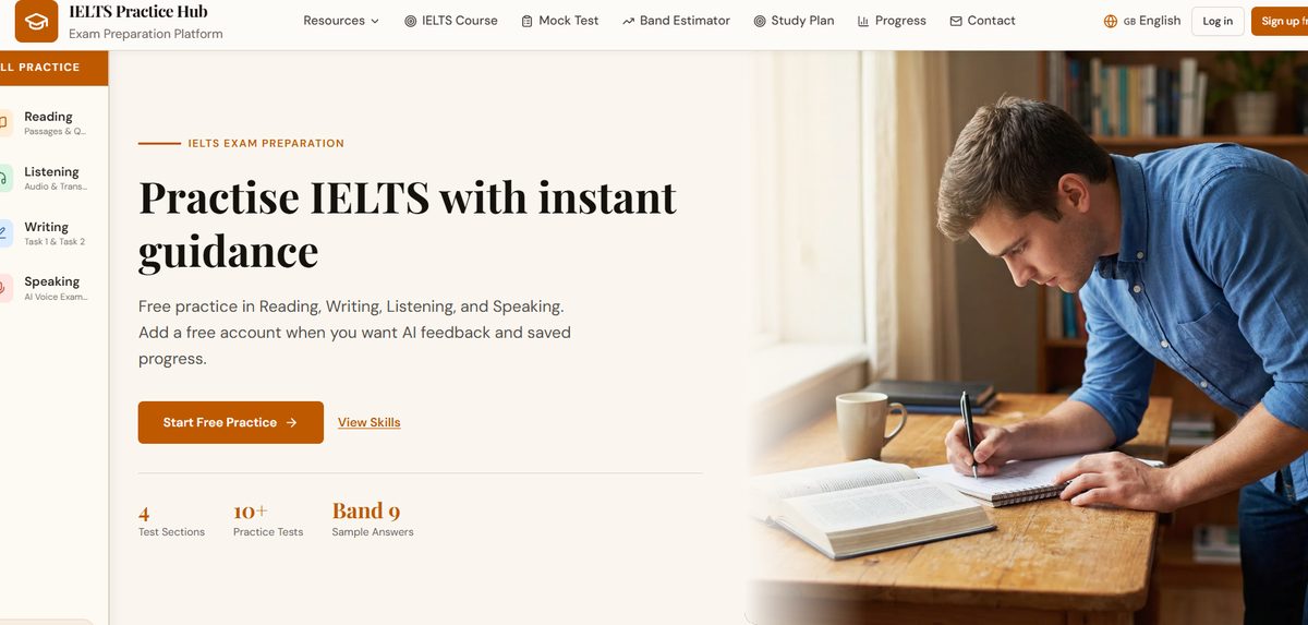 ieltspract.org homepage preview
